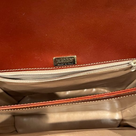 Vintage BALLY Structured Cognac Brown Leather Bag - Picture 11 of 14